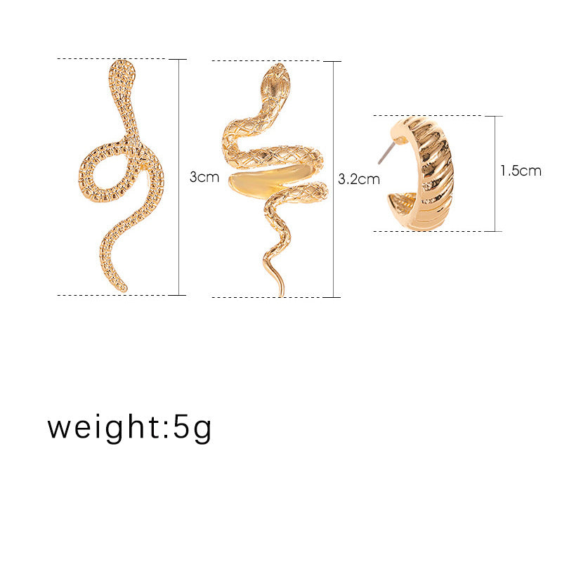 3Pcs Snake Earrings Set