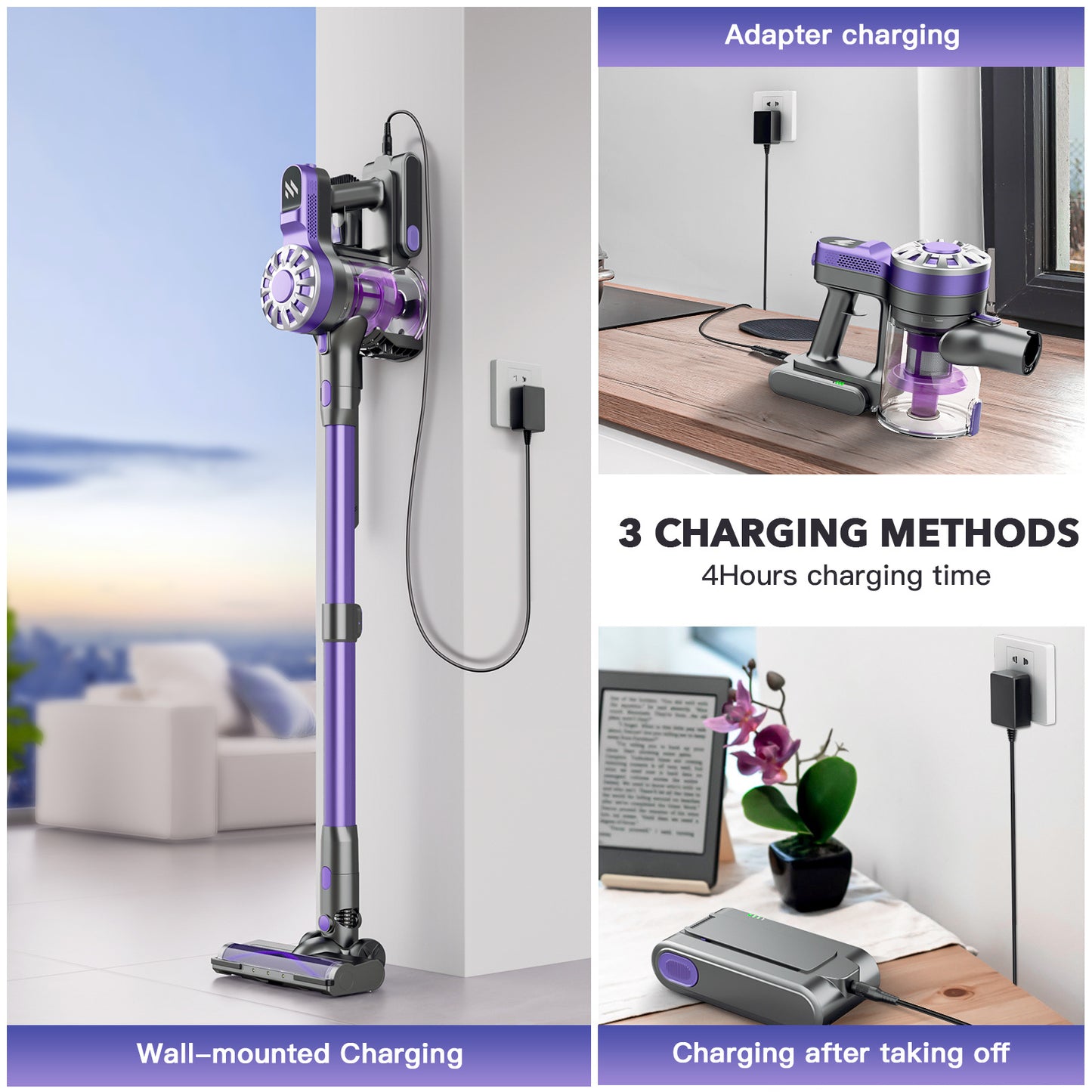 12kPa High-Suction Teendow V07 Cordless Stick Vacuum Cleaner with LED light, 2-Level Speed, Up to 35min Runtime