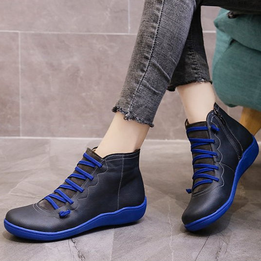 Women's Flat Leather Ankle Boots