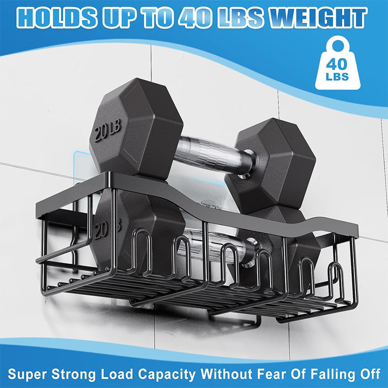 5-Piece Set Stainless Steele Adhesive Shower Basket, Bathroom/Kitchen Organizer, Holds up to 18Kg/40Lbs