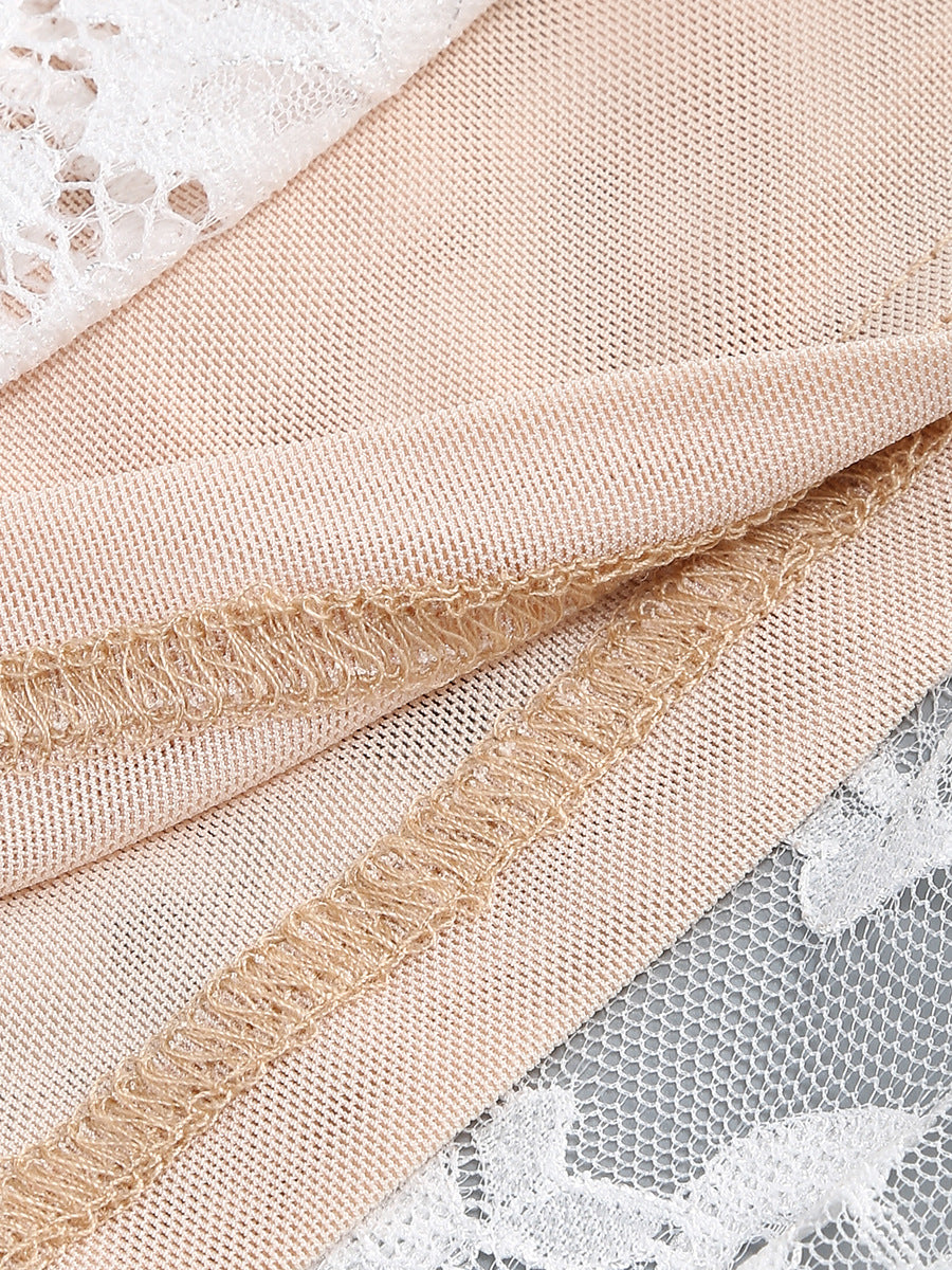 Strapless Lace Corset Bridal Gown with Sheer Skirt & Train