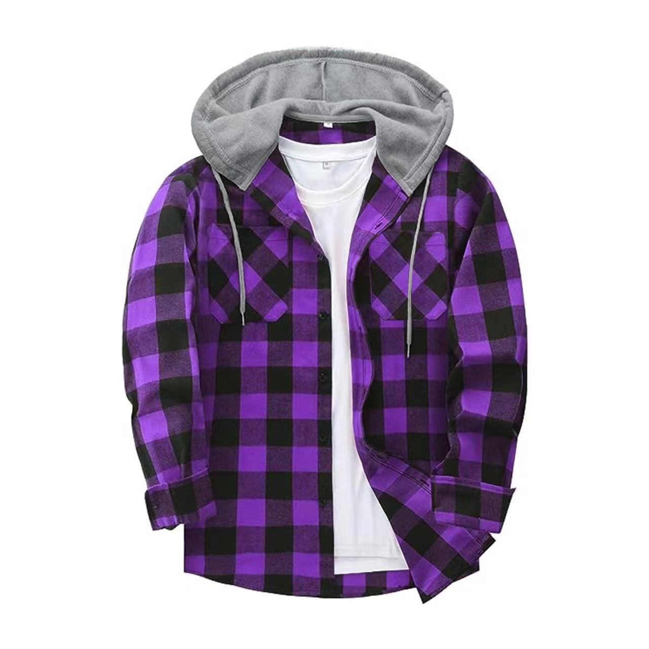 Flannel Hooded Shirt Jacket