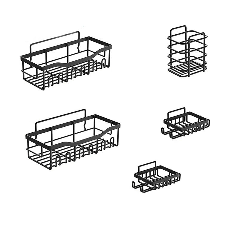 5-Piece Set Stainless Steele Adhesive Shower Basket, Bathroom/Kitchen Organizer, Holds up to 18Kg/40Lbs