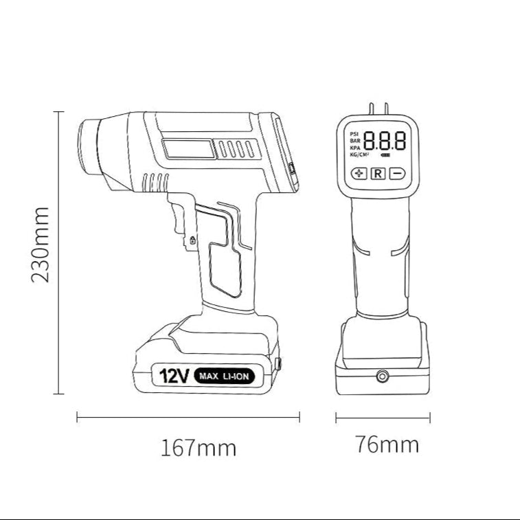 12V 150PSI Multi-Functional Cordless Air Compressor/Tire Inflator with Digital Pressure Gauge & LED Light
