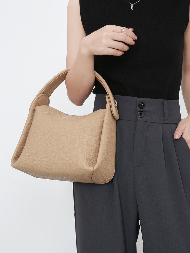 Genuine Cowhide Leather Handbag with Shoulder/Crossbody Strap