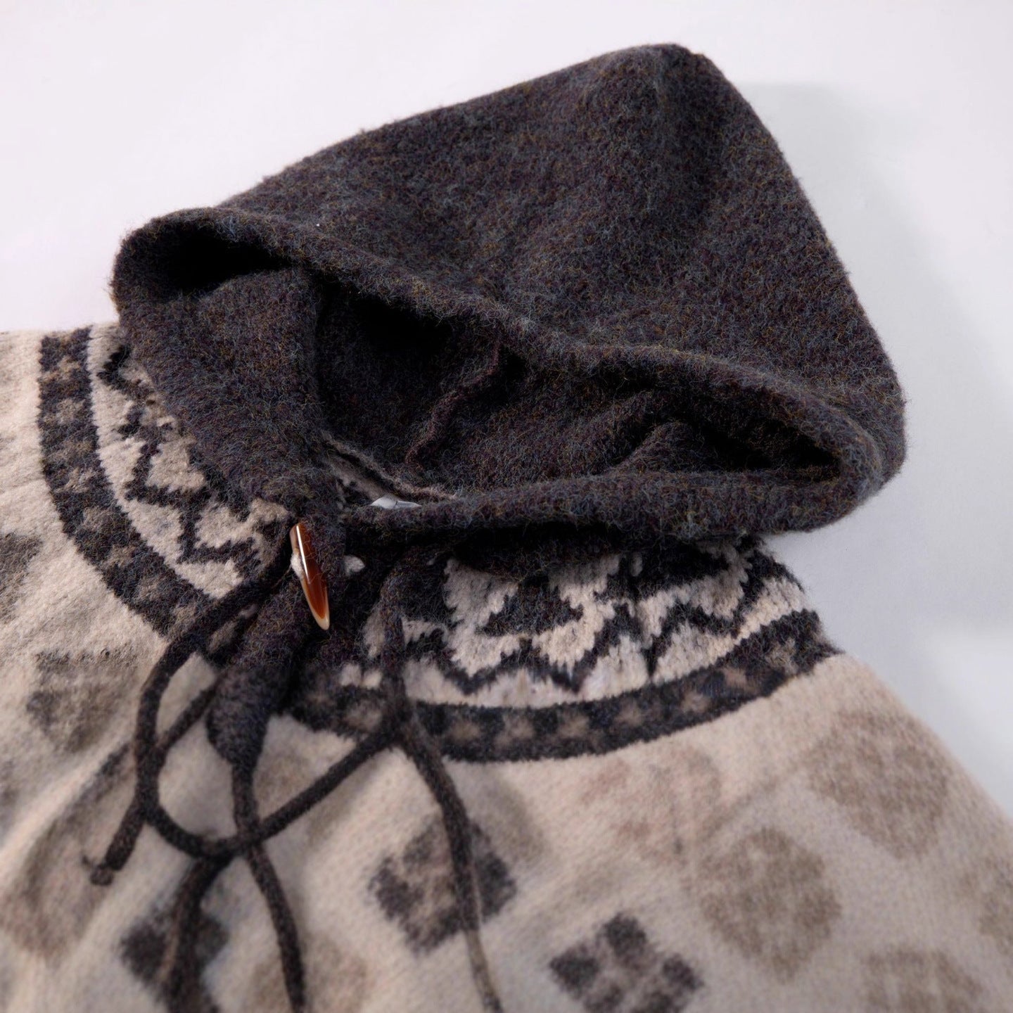 Fair Isle Knit Hooded Cardigan