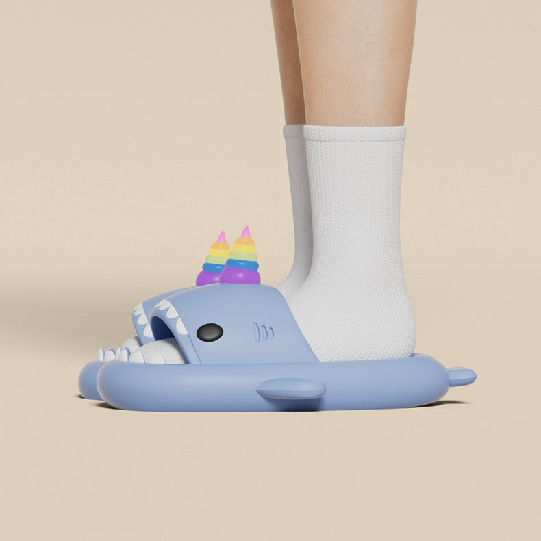 Glow-In-The-Dark Unicorn Shark Slides for Women