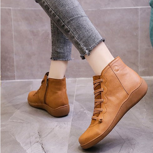 Women's Flat Leather Ankle Boots