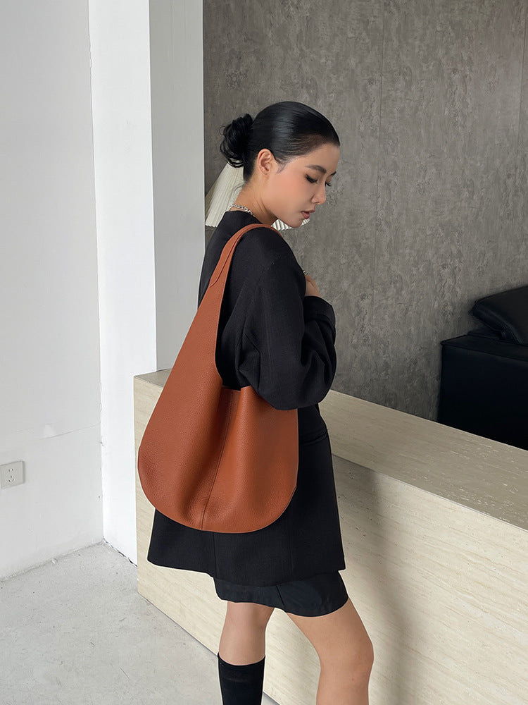 Slouchy Hobo Shoulder Bag – Genuine Cowhide Leather