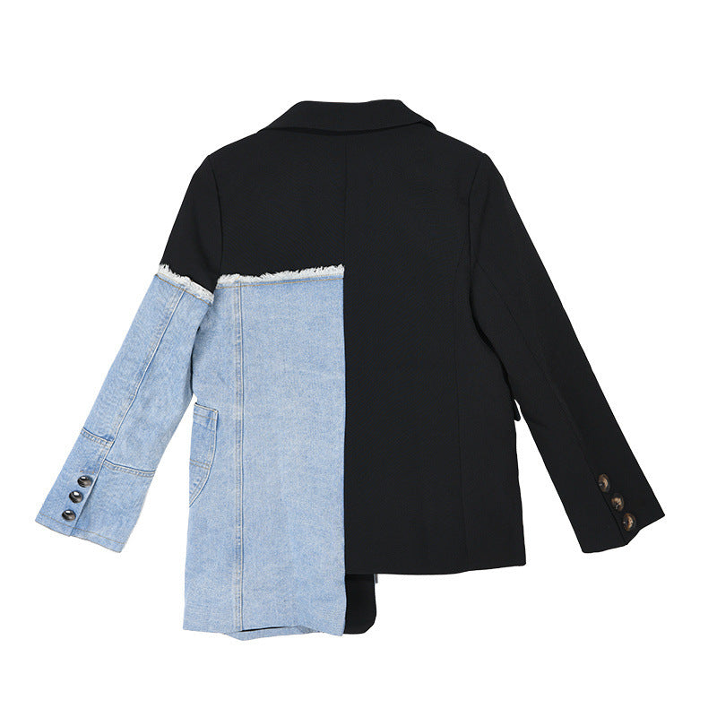 Irregular Denim Patchwork Blazer