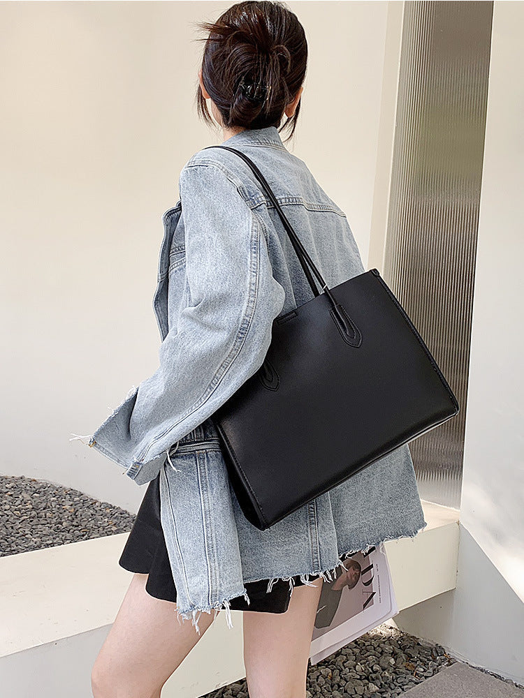 Genuine Cowhide Leather Tote Bag – Large Capacity