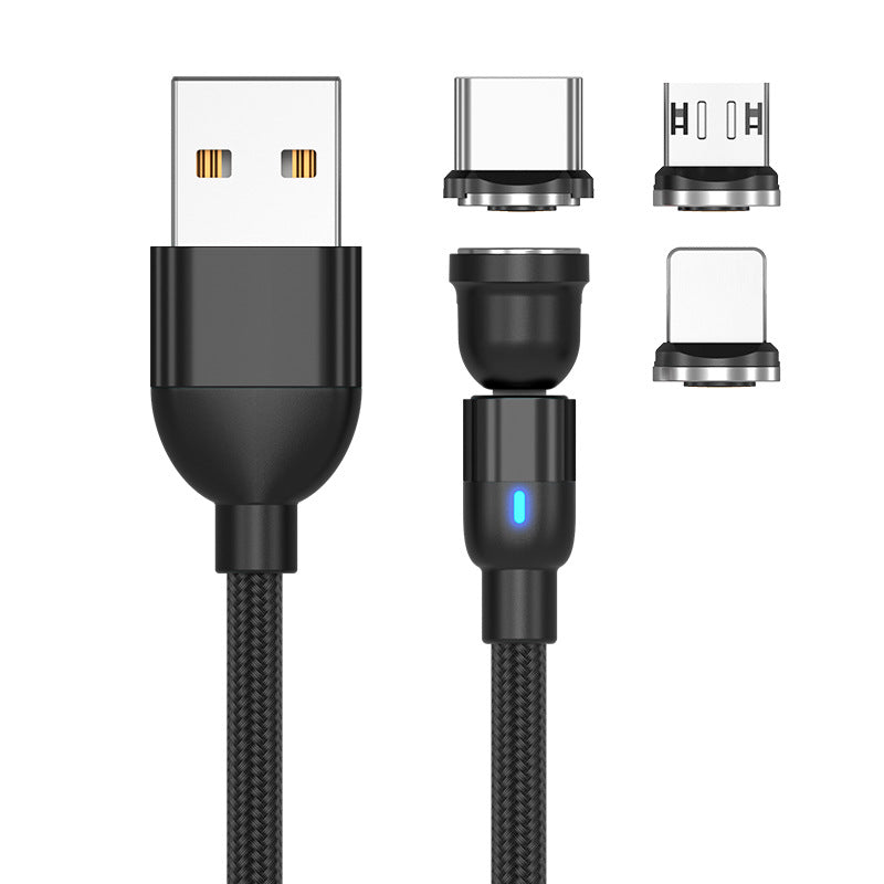 540° Rotation Magnetic Fast Charging Cable with Suction Heads for Android, Type-C, Apple