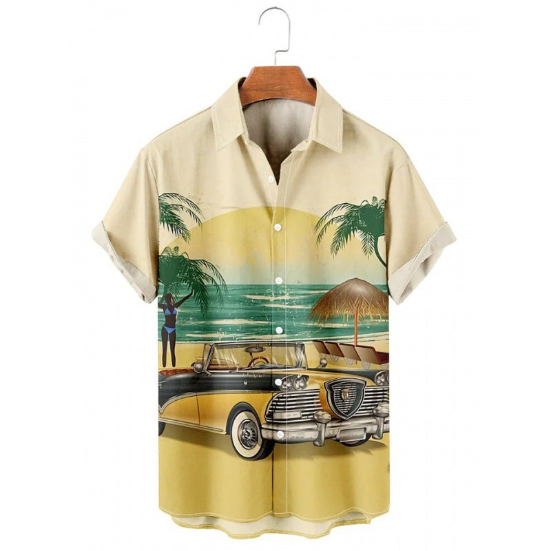 Hawaiian Tropical Print Short Sleeved Shirt for Men, S-5XL