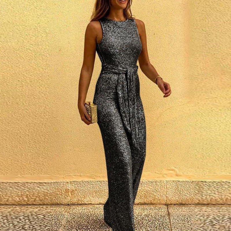 Open Back Sequined Jumpsuit