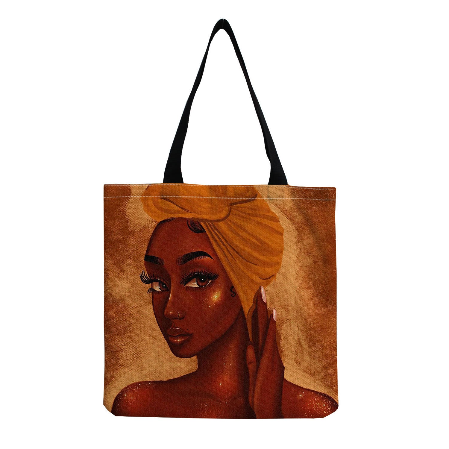 Large Linen Graphic Tote Bag