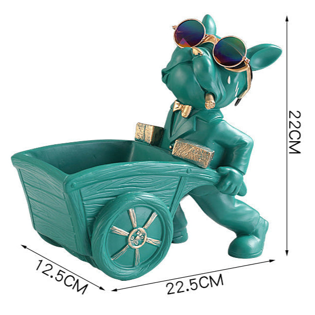 Indoor/Outdoor Trolley Dog Statue Multipurpose Decorative Storage Tray