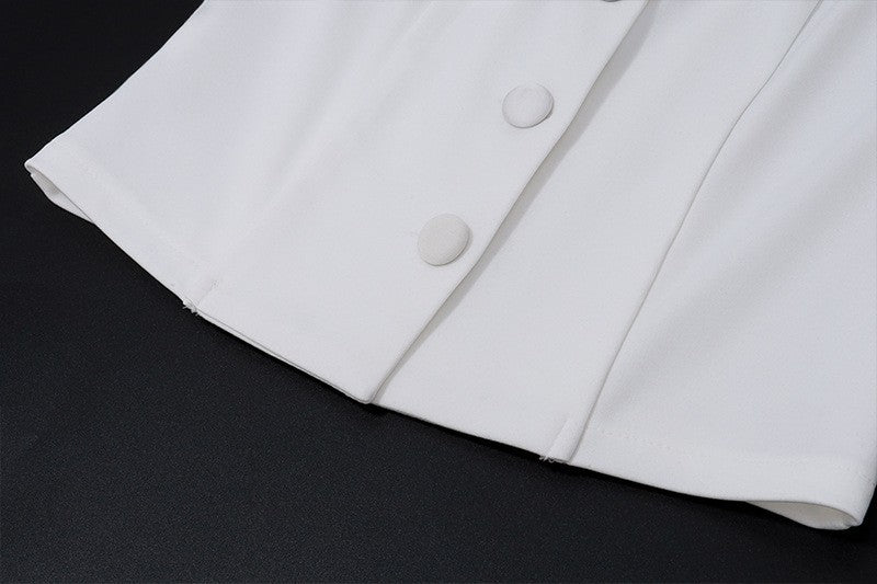 Two-Piece Deep V Vest with Pleated Mini Skirt