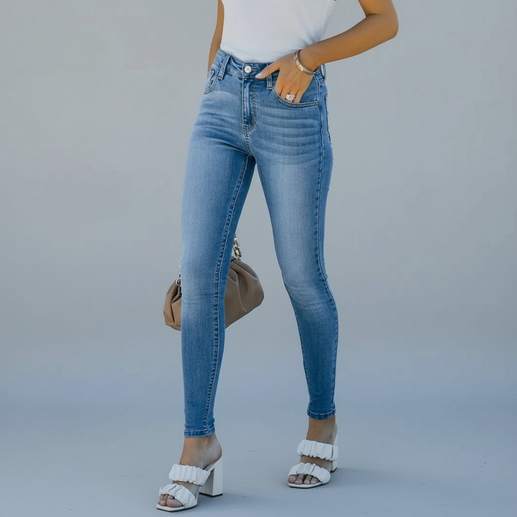 Skinny Stretch Faded Denim Jeans