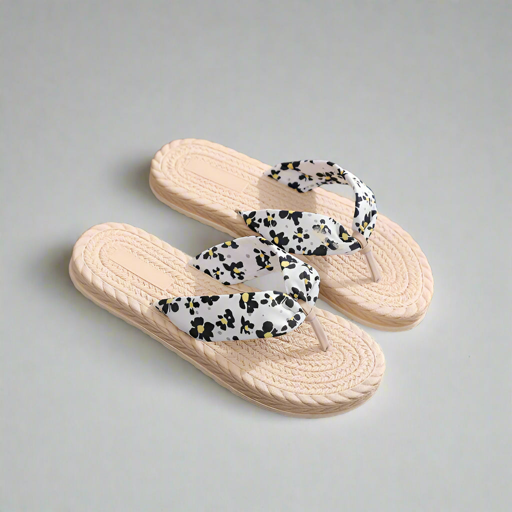 Floral Print Flip-Flop Style Sandals