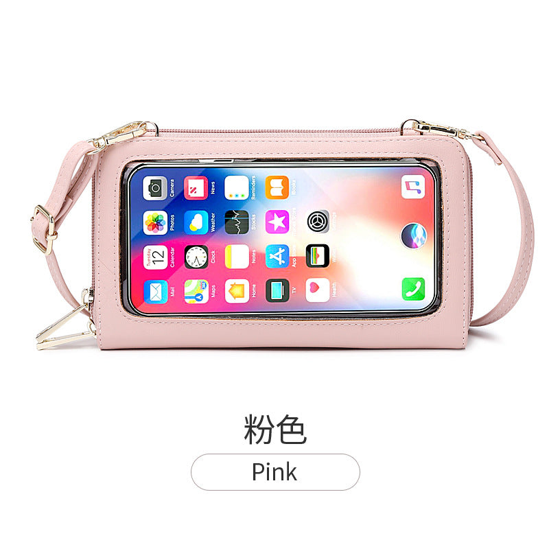 PU Leather Touch-Screen Crossbody Mobile Phone Purse with RFID Anti-theft