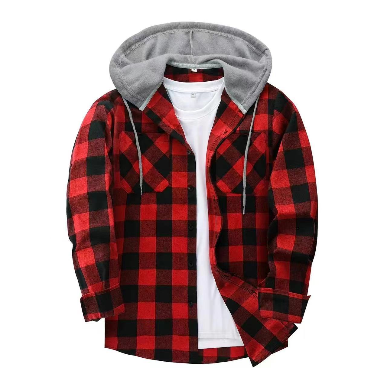 Flannel Hooded Shirt Jacket