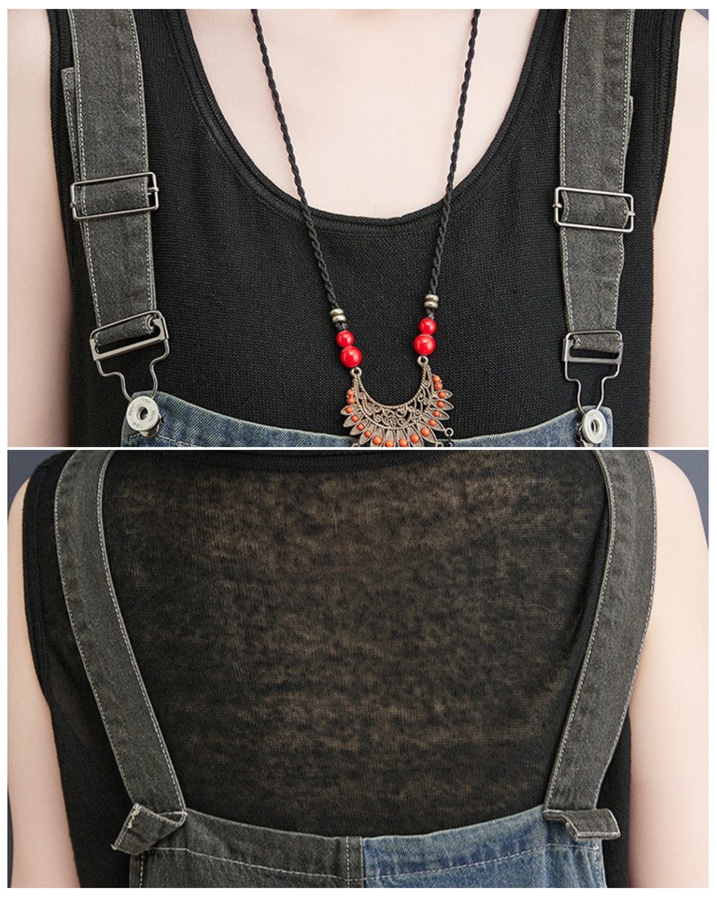 Patchwork Denim Overalls