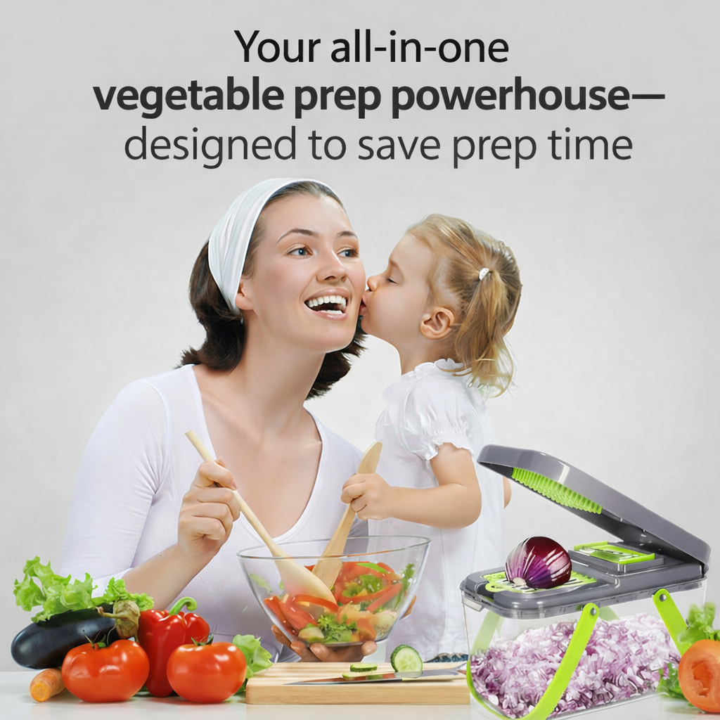 22-in-1 Multifunctional Vegetable Chopper and Slicer with Strainer & Storage Container
