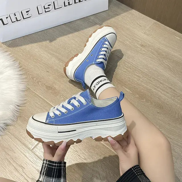 Chunky-soled Low-top Canvas Sneakers