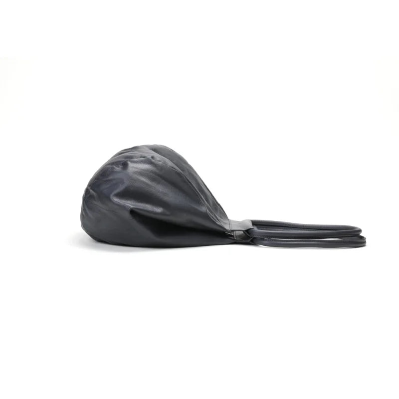 Genuine Cowhide Leather Slouchy Shoulder Bag