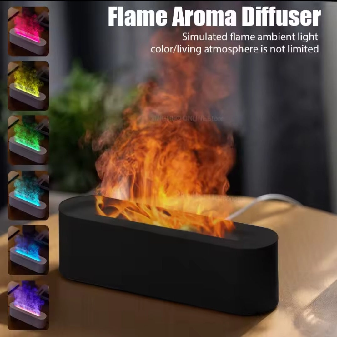 Color Changing Simulated Flame Aroma Diffuser, Aromatherapy Humififier