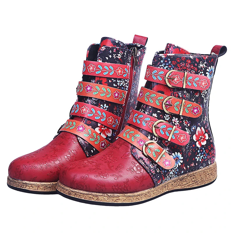 Women's Boho Patchwork Ankle Boots