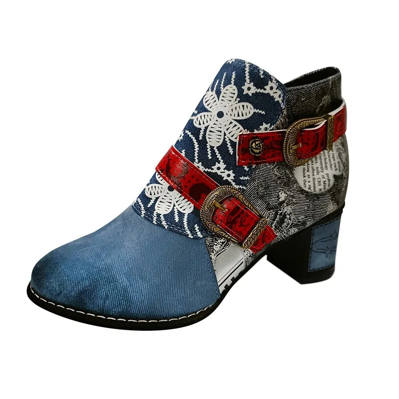 Women's Boho Patchwork Ankle Boots