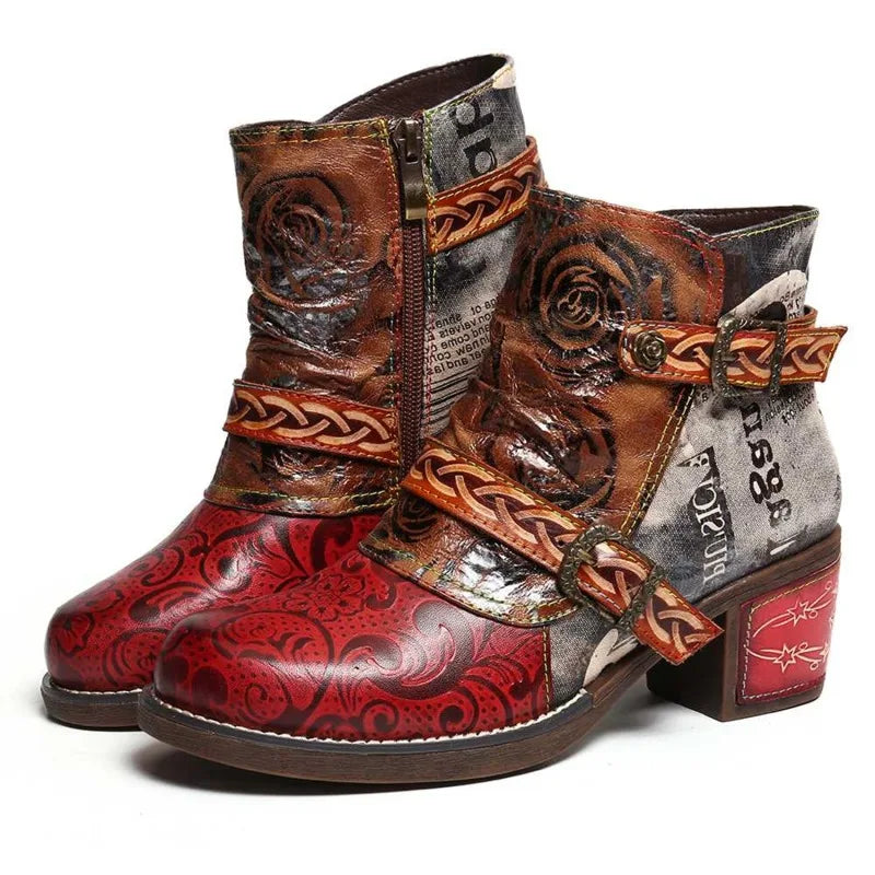 Women's Boho Patchwork Ankle Boots