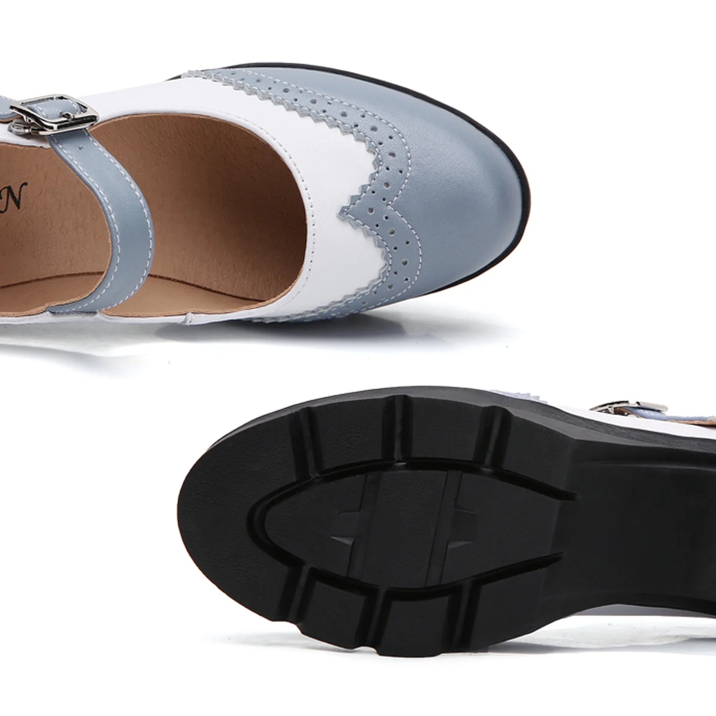 Genuine Leather Platform Oxford Mary Jane Pumps