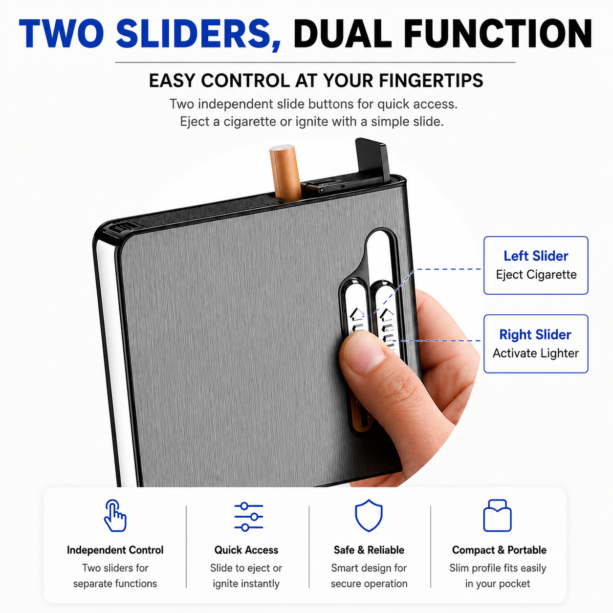 2-in-1 USB Rechargeable Windproof Lighter & Cigarette Case