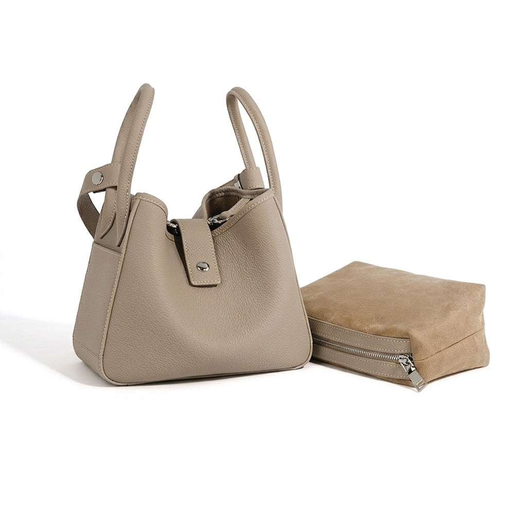 Elena Convertible Bucket Bag – Genuine Cowhide Leather