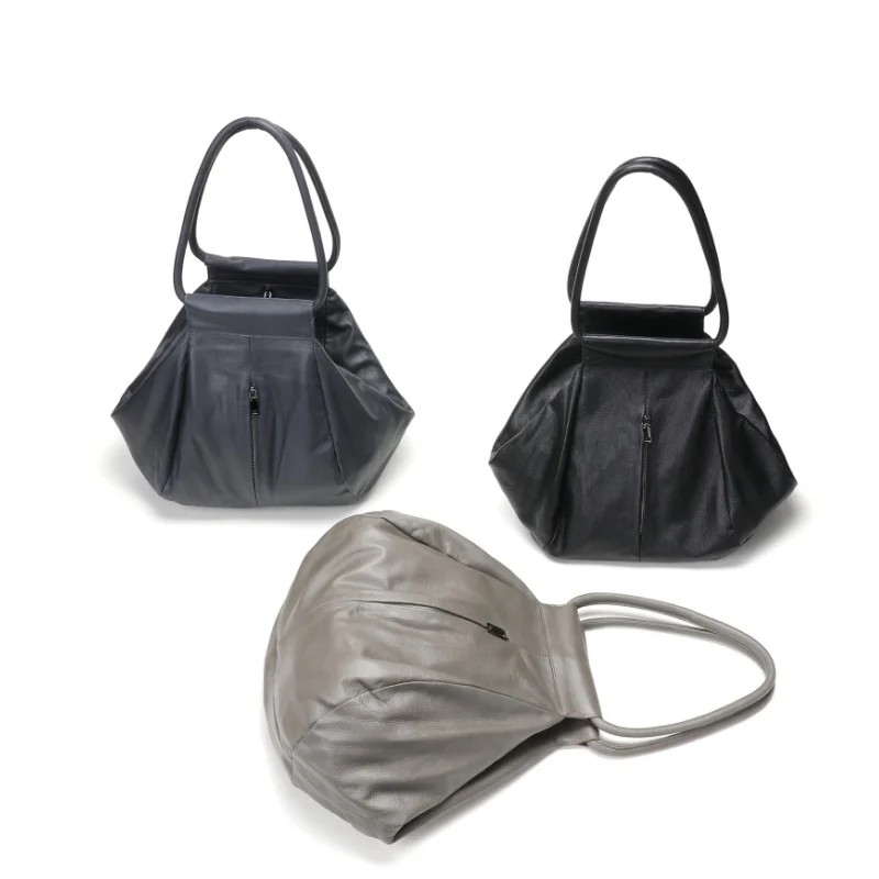 Genuine Cowhide Leather Slouchy Shoulder Bag