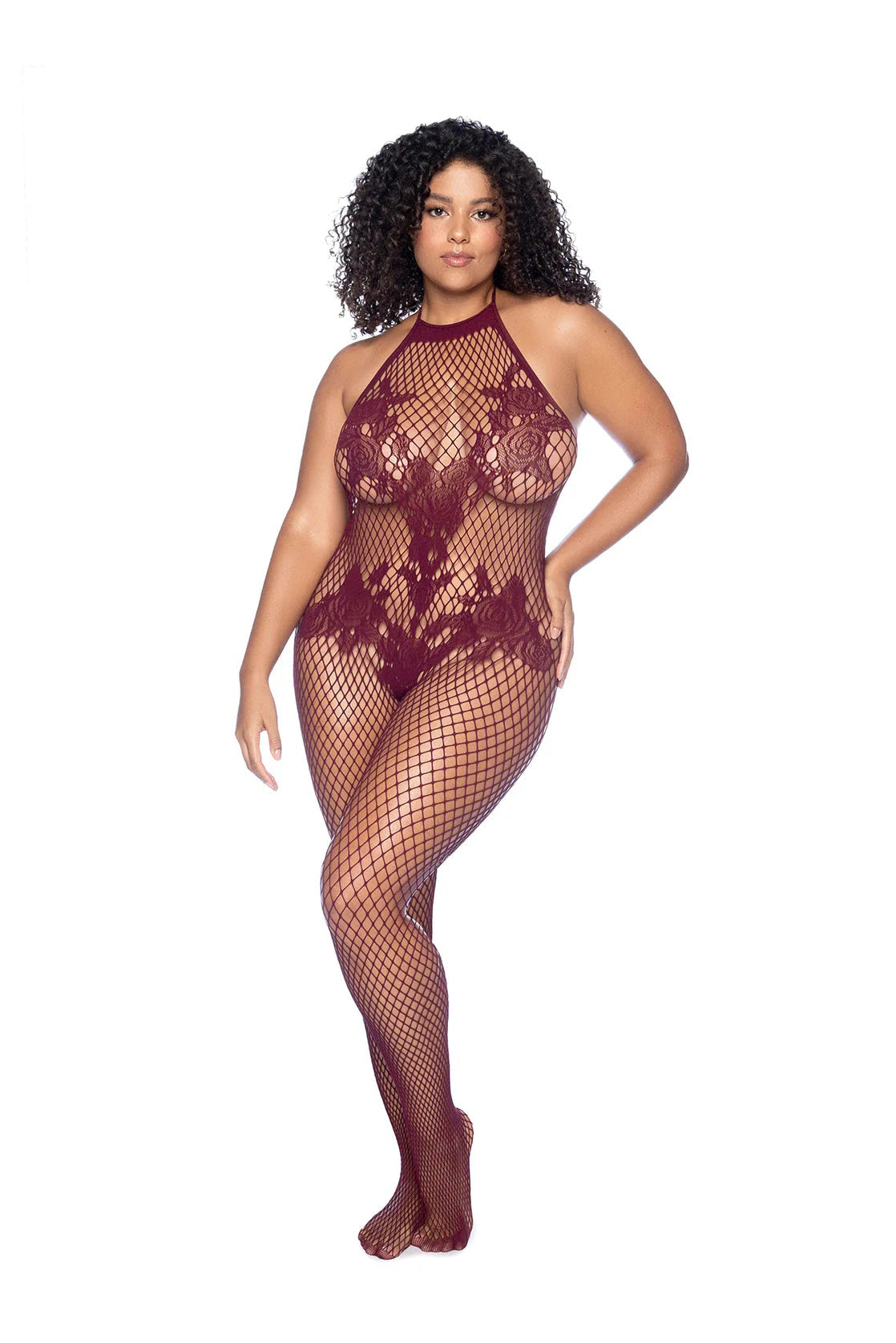 Vino Noir Floral Fishnet Bodystocking X – Cherry