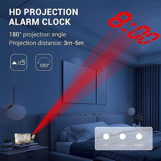 LED Display Radio Projection Alarm Clock