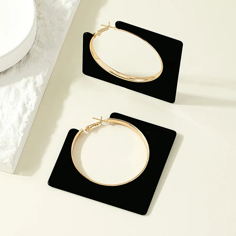 Oversized Square Block Hoop Earrings