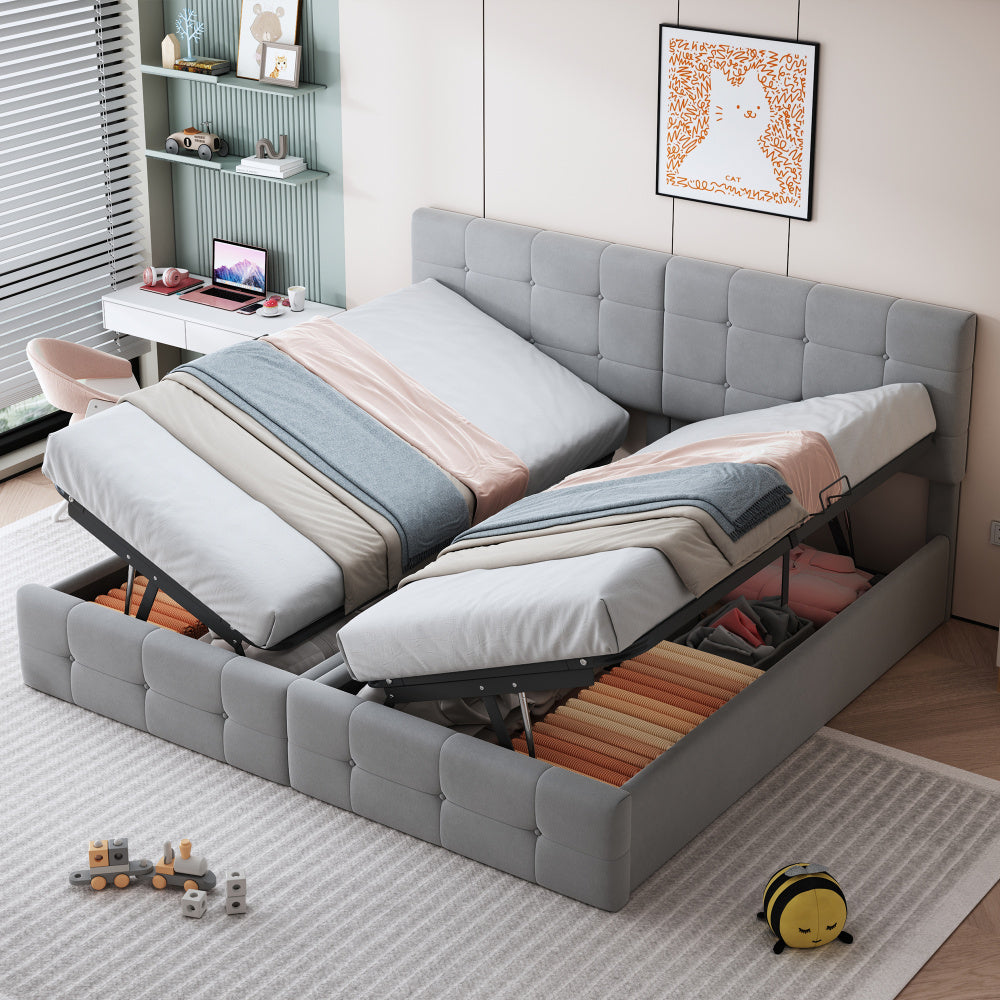 180x200 cm Upholstered Super King Bed with Hydraulic Lift-Up Storage