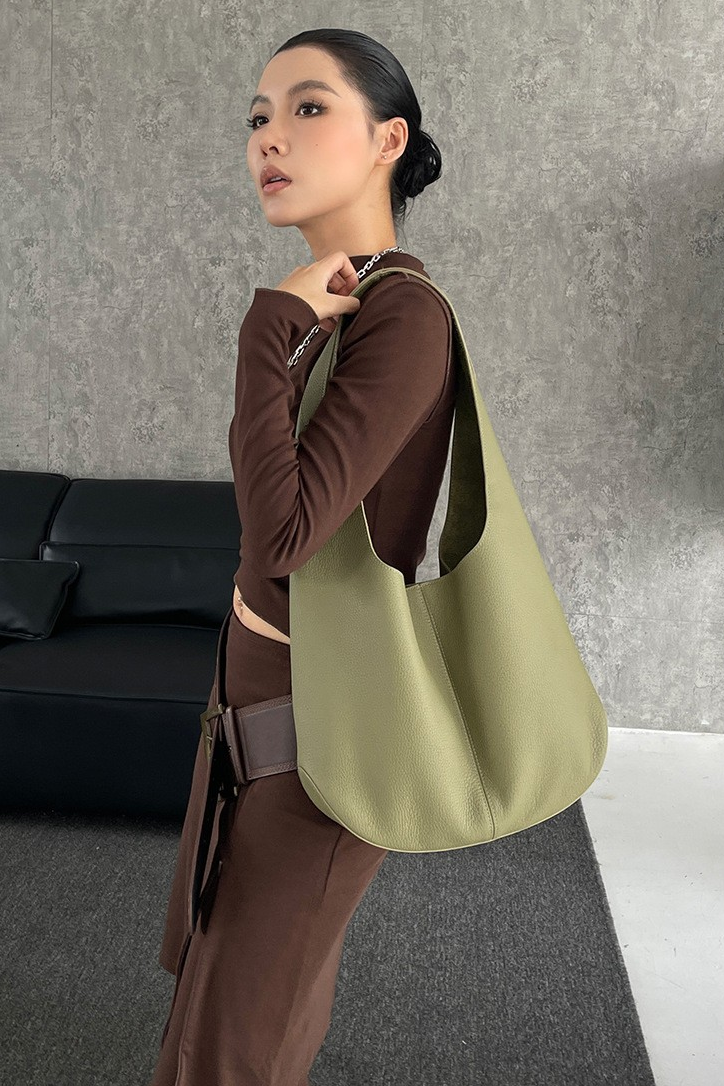 Slouchy Hobo Shoulder Bag – Genuine Cowhide Leather