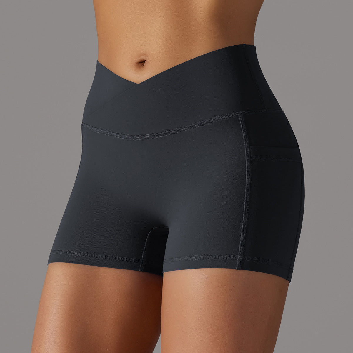 High Waisted Scrunch-Butt Yoga/Workout Shorts with Side Pocket