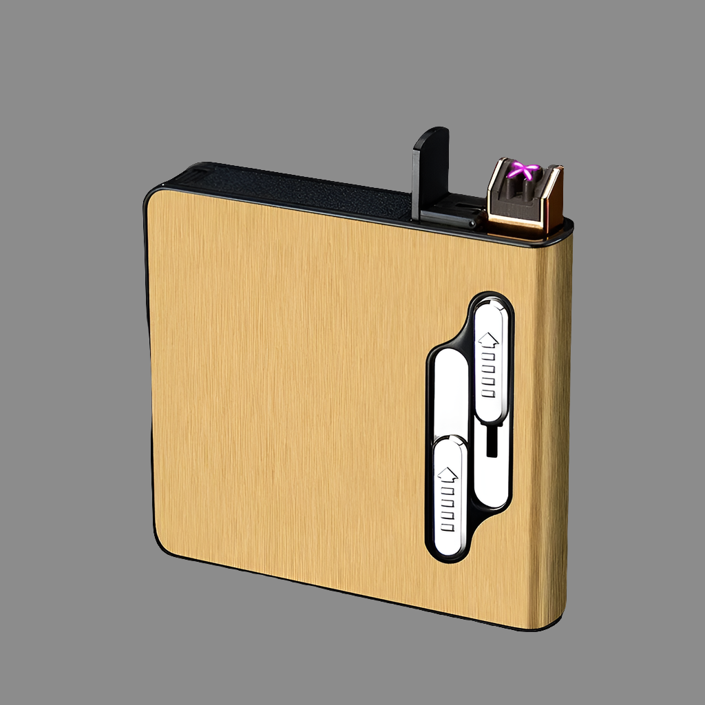 2-in-1 Cigarette Case with USB Impact Rechargeable Lighter