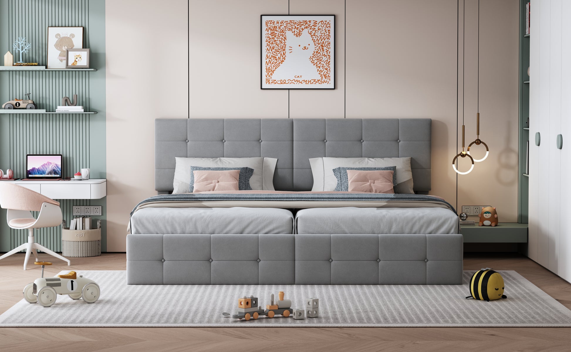 180x200 cm Upholstered Super King Bed with Hydraulic Lift-Up Storage