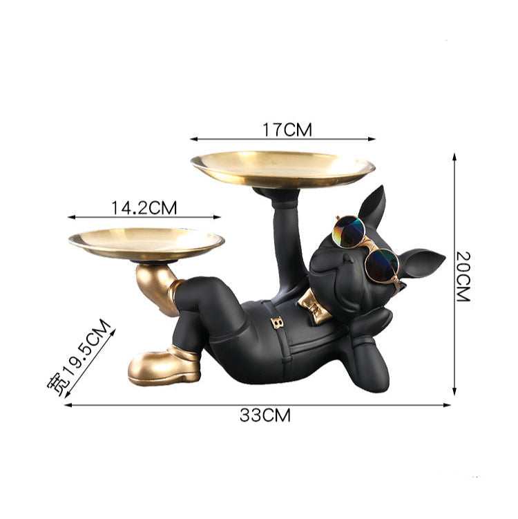 Multipurpose Decorative Service Tray Dog Statue
