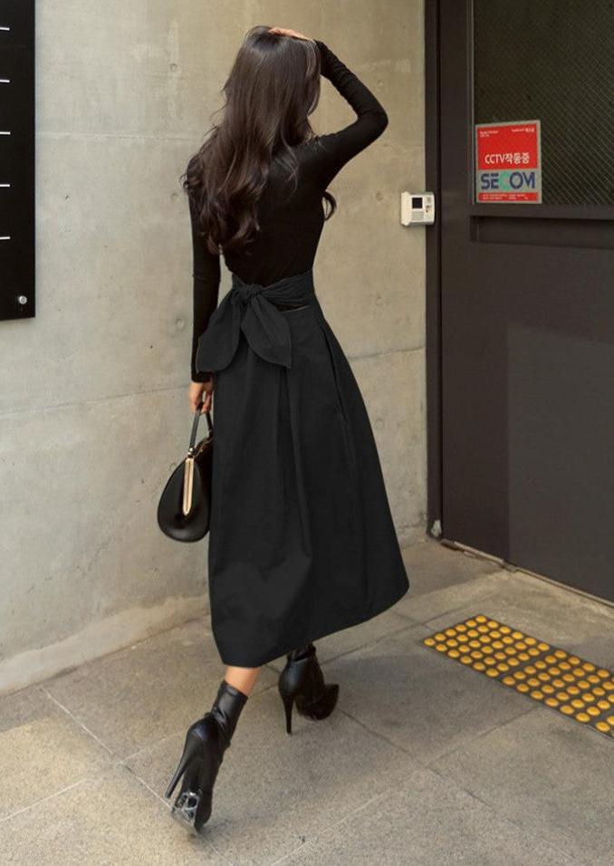 High-Waisted A-Line Umbrella Midi Skirt