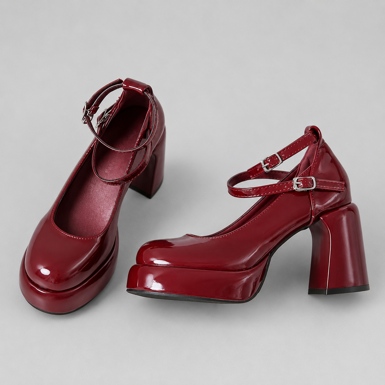 Mary Jane Platform Block Heel Pumps