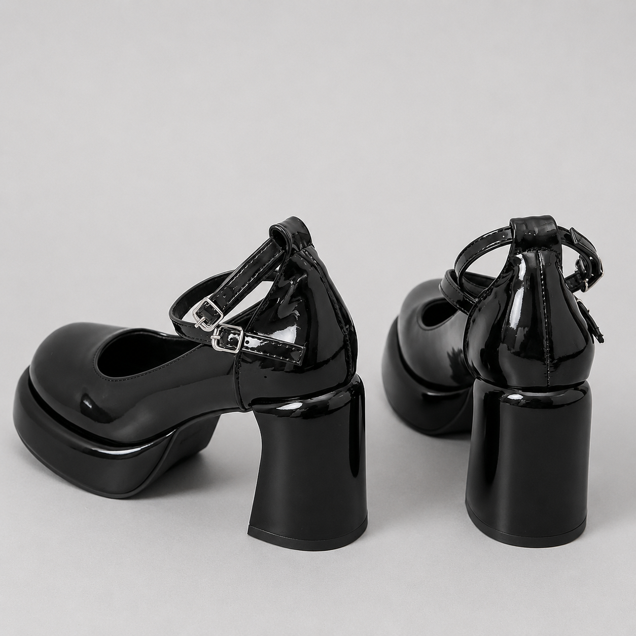 Mary Jane Platform Block Heel Pumps