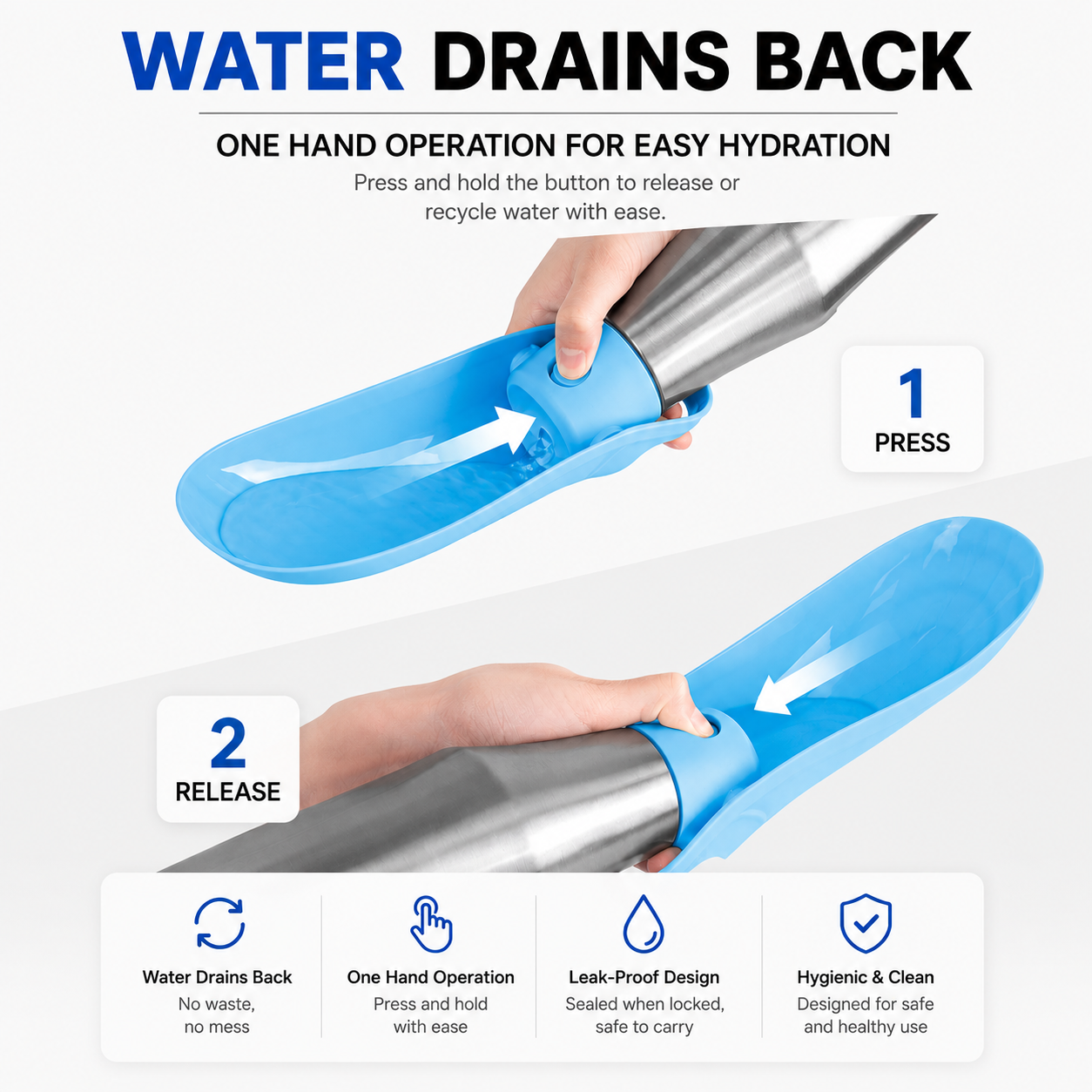 Portable Stainless Steel Dog Water Bottle – 750ml